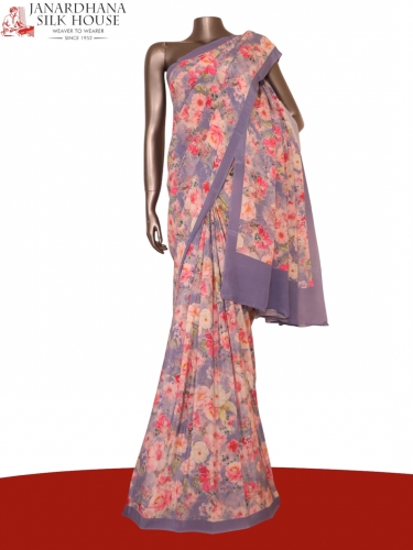 Exclusive Floral Pure Crepe Silk Saree